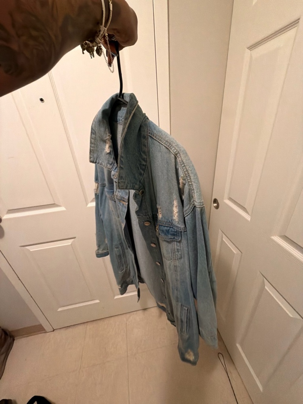 Light Wash Distressed Denim Jacket